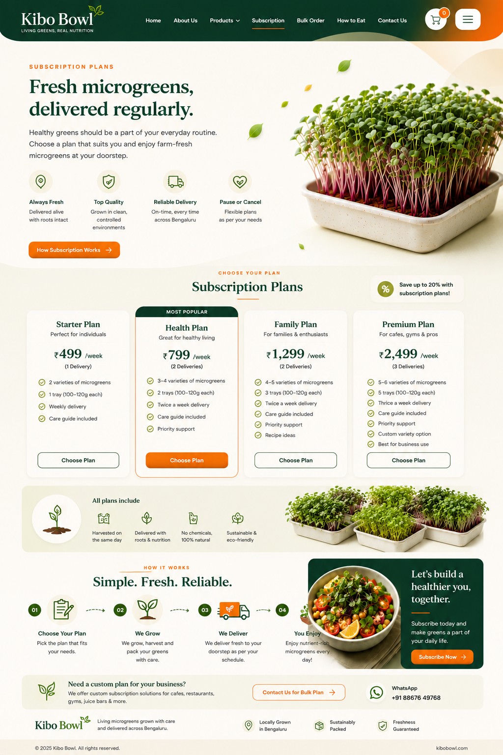 Kibo Bowl subscription page reference